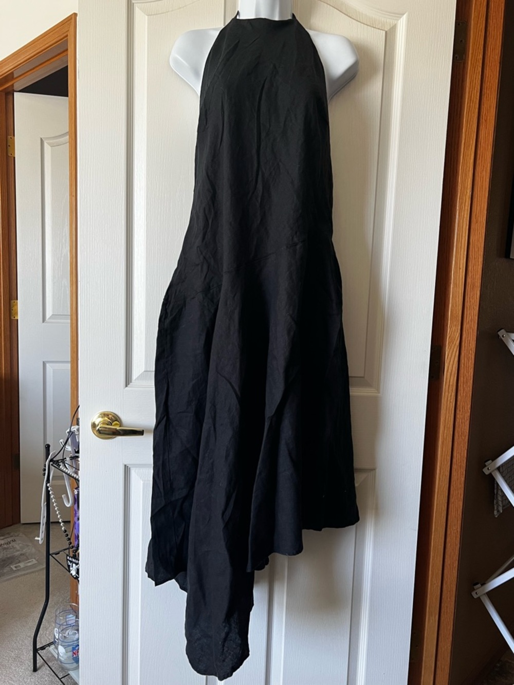 The Drop Ciga Halter Linen Maxi Dress Black